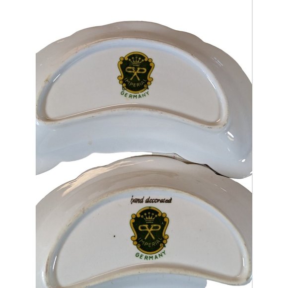 VTG Imperial Germany Floral Rose Violets Crescent Dishes - Picture 2 of 5